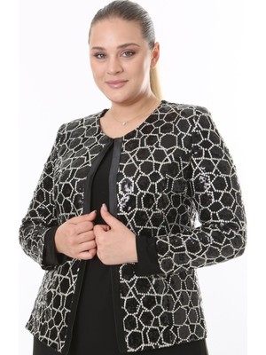 Ladies First Büyük Beden 3910 Siyah Ceket+Bluz Takım