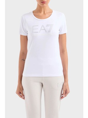 EA7 Pamuklu Regular Fit Bisiklet Yaka T Shirt Bayan T Shirt 3DTT21 Tjfkz 1100