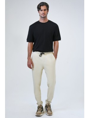 Back And Bond Bej Regular Fit Pamuklu Beli Bağcıklı Jogger Pantolon