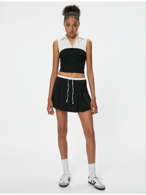 Koton Crop Gömlek Kolsuz Düğmeli