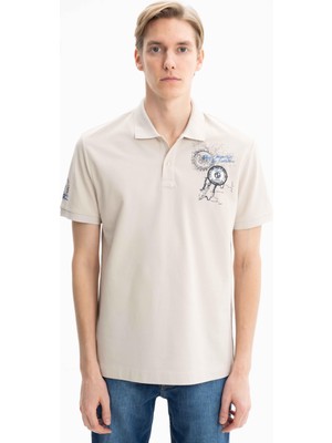 Ar-ma Erkek Polo Yaka Tişört Yazi Baskili Regular Fit Çift Toplama Penye Pike Y27374352401