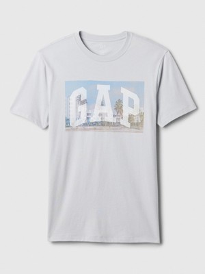 Gap Erkek Gri Logo Grafikli T-Shirt