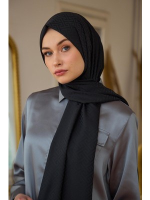 İpekhan Yaz Işıltısı Koleksiyonu İpeksi Jakar Şal Siyah 9017-16