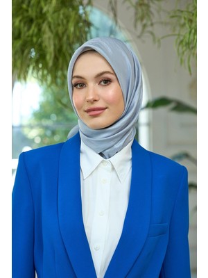 İpekhan Düz Desen Vual Eşarp Gri Vual Ipek Eşarp -  10100-05