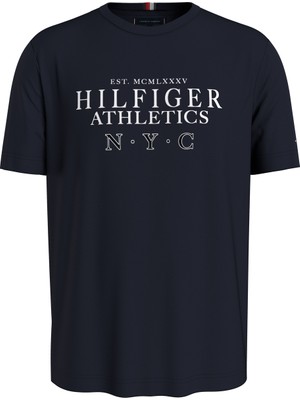 Tommy Hilfiger Bisiklet Yaka Mavi Erkek T-Shirt MW0MW34389DW5