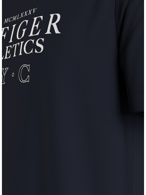 Tommy Hilfiger Bisiklet Yaka Mavi Erkek T-Shirt MW0MW34389DW5