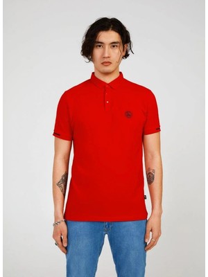 The Crow Düz Kırmızı Erkek Polo T-Shirt Summer Polo