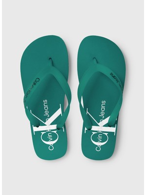 Calvin Klein Beyaz - Turkuaz Erkek Plaj Terliği Beach Sandal Monogram Tpu