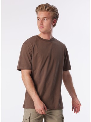 Denim Trip Rahat Fit Basic Kahverengi Erkek T-Shirt