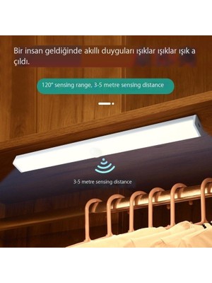 Cwecom Insan Vücudu Sensörlü Lamba, Akıllı Manyetik Kendinden Yapışkanlı Gece Lambası, Uzun Şarj Edilebilir Gardırop Dolap Işığı Şeridi (Yurt Dışından)