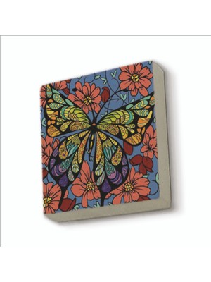 Sadrazam Kelebek Baskılı Doğaltaş MAGNETKRG-152BUZDOLABI Süsü