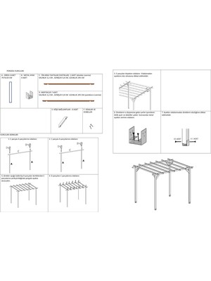 Pinoxi Ahşap Pergole Çardak Tente Bahçe Pergola 3MTX3MT