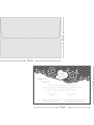 Cem Davetiyeleri Düğün Nişan Nikah Kına Davetiyesi 3309 (100 Adet) Baskı Dahil