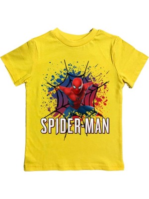 Sedirli Baskılı Örümcek Adam Pamuklu Penye Kumaş Yazlık Çocuk Tişört