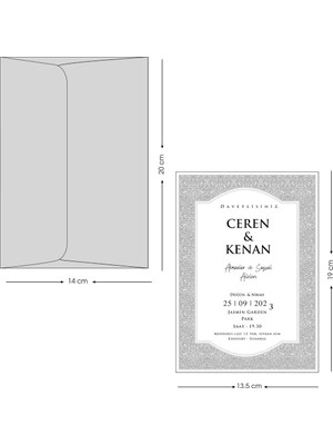 Cem Davetiyeleri Düğün Nişan Nikah Kına Davetiyesi 929 (100 Adet) Baskı Dahil