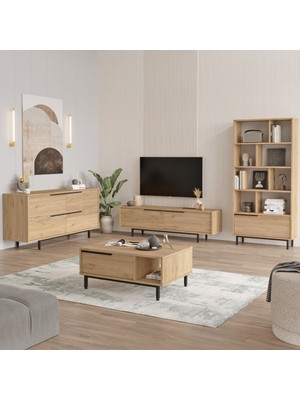 Yurudesign Ocean Tv Ünitesi Orta Sehpa Konsol Kitaplık 4'lü Set Sepet ON21-S