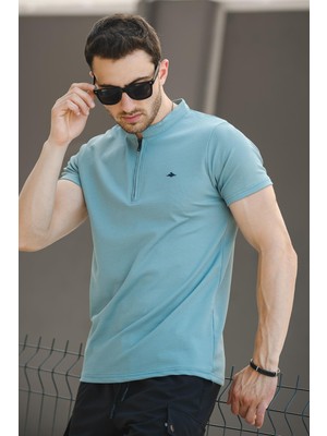 Oksit Roderick Hakim Yaka Petek Kumaş Yarım Fermuarlı Erkek Tshirt