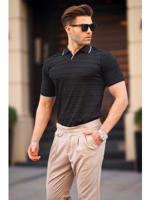 Madmext Siyah Polo Yaka Erkek Tişört 6894