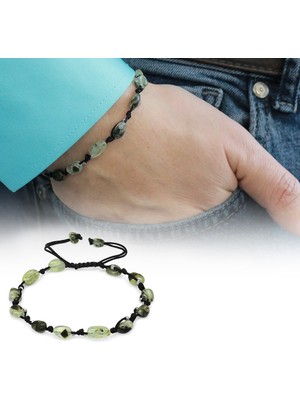 Gümüş Hediye Al Makrome Örgülü Naturel Kesim Dorika Top Detaylı Prinayt Doğaltaş Erkek Bileklik