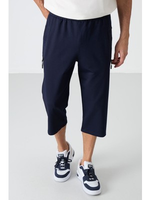 Indigo Fermuar Cepli Standart Kalıp Klasik Paça Erkek Kapri - 83091