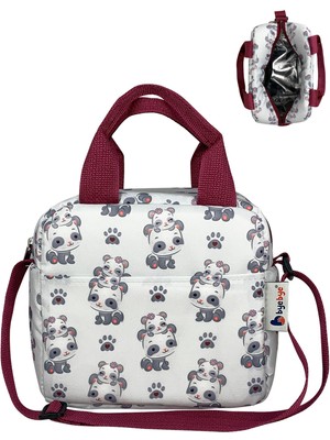 Bye Bye Lunch Omuz Askılı Beslenme ve Termos Yemek Taşıma Çantası Panda Bordo