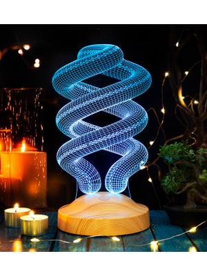 Spiral Şeklinde Gece Lambası, Helezon 3D Led Lamba