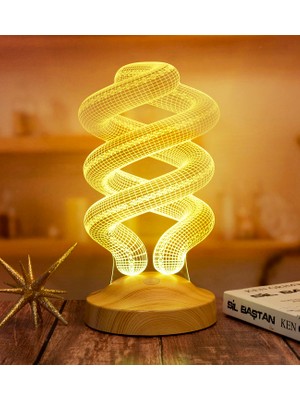 Spiral Şeklinde Gece Lambası, Helezon 3D Led Lamba