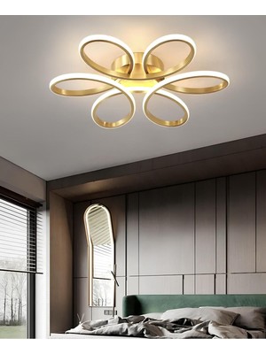 Nidage Metal Modern Plafonyer Tavan LED Avize Margarita Ledli Avize Eskitme Gold Bej 1 Modern 50 x 45 E27