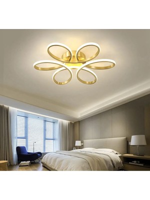 Nidage Metal Modern Plafonyer Tavan LED Avize Margarita Ledli Avize Eskitme Gold Bej 1 Modern 50 x 45 E27