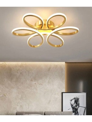 Nidage Metal Modern Plafonyer Tavan LED Avize Margarita Ledli Avize Eskitme Gold Bej 1 Modern 50 x 45 E27