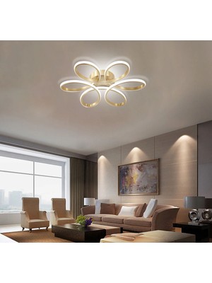 Nidage Metal Modern Plafonyer Tavan LED Avize Margarita Ledli Avize Eskitme Gold Bej 1 Modern 50 x 45 E27