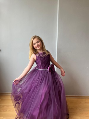 Taha Kids Prenses Model Kız Çocuk Abiye Mor