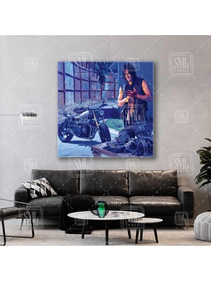 SML Tablo Daryl Dixon The Walking Dead Motor Tamiri Kare Kanvas Tablo