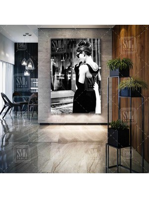 SML Tablo Audrey Hepburn Moda Ikonu Film Sahnesi Breakfast At Tiffanys Dikey Kanvas Tablo