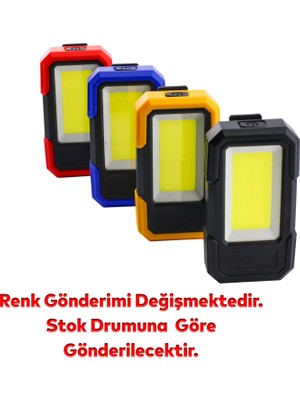 Badem10 Mıknatıslı Renkli Pilli Acil Sos El Feneri Kamp Lambası Işıldak Fener Oto Tamir Lambası 3 Modlu