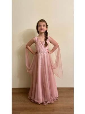 Taha Kids Melek Model Kız Çocuk Abiye Pembe