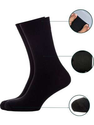 Eyon Socks Bambu Erkek Siyah Soket Çorap (Burun Dikişsiz, Soft Yıkamalı) 12 Çift