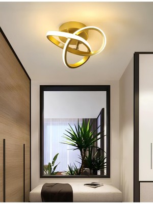 Nidage Krom Modern Plafonyer Salon Mutfak Oturma Odası Avize Boomerang LED Avize Eskitme Gold Gün Işığı 40