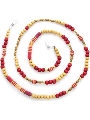 Gümüş Hediye Al El Yapımı Kırmızı Renk Geçişli Etnik Ahşap Kombinli Otantik Gözlük Askısı