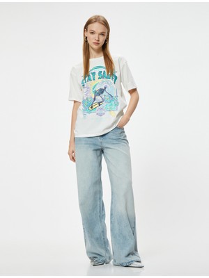 Koton Baskılı T-Shirt Kısa Kollu Bisiklet Yaka Relax Fit Pamuklu
