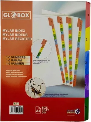 Globox 6541 Mylar Karton Ayraç A4 1 5 Rakam
