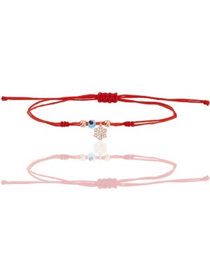 Söğütlü Silver Gümüş Rose Nazarlı Kar Tanesi Ipli Şans Bileklik SGTL12434ROSE