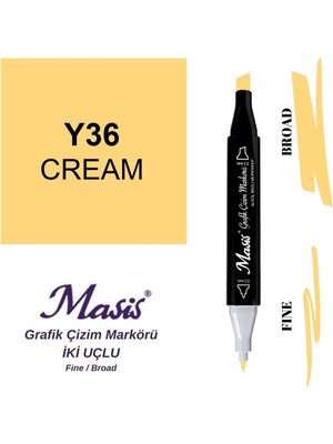 Masis Twin Çift Uçlu Marker Kalemi 36 Cream