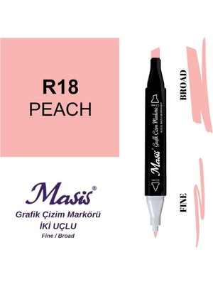 Masis Twin Çift Uçlu Marker Kalemi 18 Peach