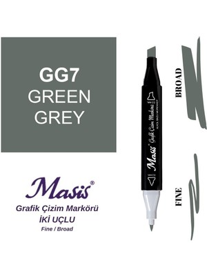 Masis Twin Çift Uçlu Marker Kalemi Gg7 Green Grey