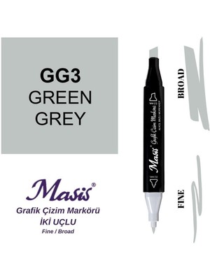 Masis Twin Çift Uçlu Marker Kalemi Gg3 Green Grey
