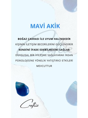 Craftiz Mavi Akik Doğal Taş Bileklik