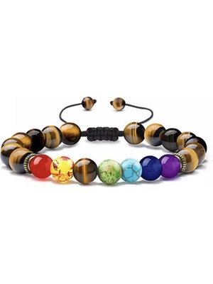 Gümüş Hediye Al Makrome Örgülü Küre Kesim Kaplangözü Doğaltaş Çakra Erkek Bileklik