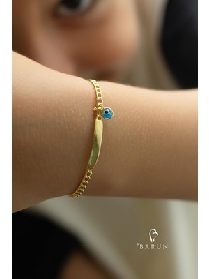 By Barun 925 Ayar Gümüş Göz Nazar Bebek Kız Çocuk Erkek Çocuk Künye Bileklik