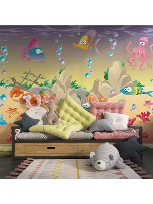 Duvar Kağıdı Baskı Balıklar Su Altı Dünyası Çocuk Duvar Duvar Kağıdı Baskı